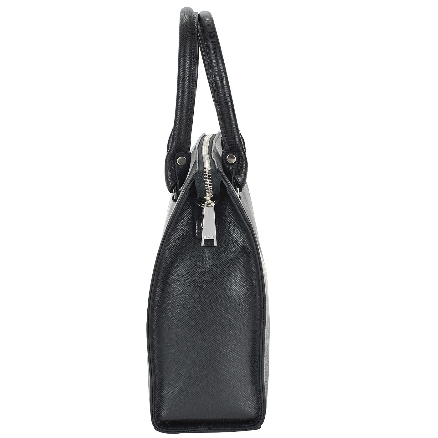 Женская сумка из сафьяновой черной кожи с тиснением Chatte 